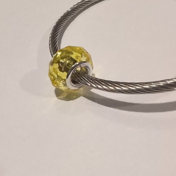 Silver‎ Yellow Faceted Charm for Pandora Style Bracelet - Picture 3 of 4